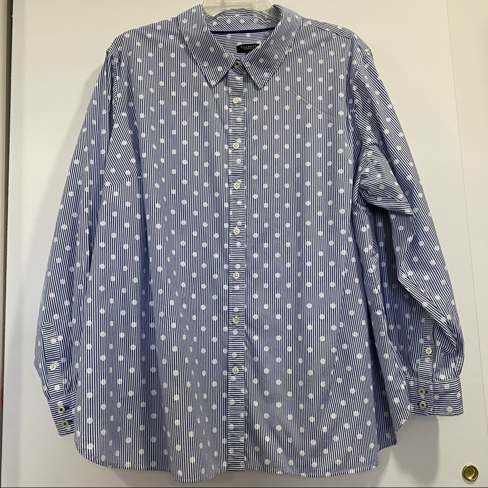 Talbots Plus Size Petites Button Down Blouse Stri… - image 2